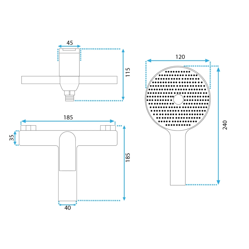 REA-B2706 - Set pentru cadă AVALON, titan