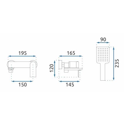 REA-B3003 - Set baterie pentru cadă STORM, cupru periat