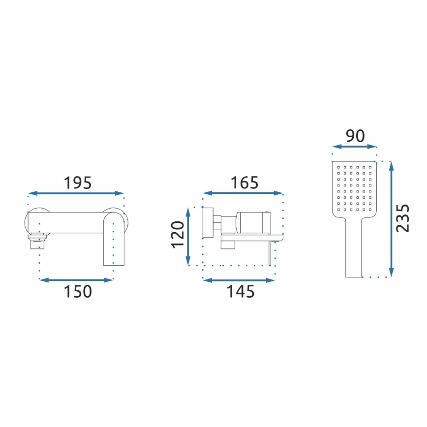 REA-B3003 - Set baterie pentru cadă STORM, cupru periat