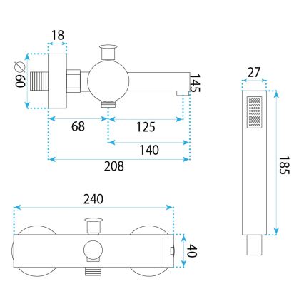 REA-B4523 - Set pentru cadă PIXEL, finisaj negru mat