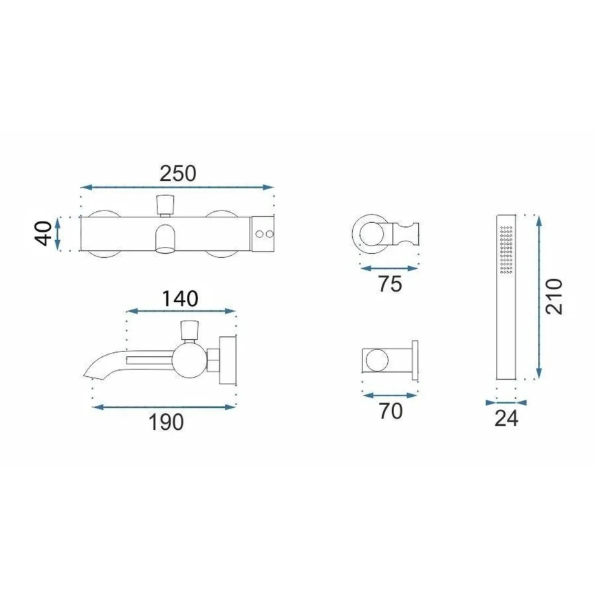 REA-B4567 - Set pentru cadă LUNGO cupru periat
