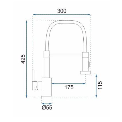 REA-B4821 - Baterie pentru chiuvetă COLIN, cu pulverizator extractibil, 42,5 cm, aur periat