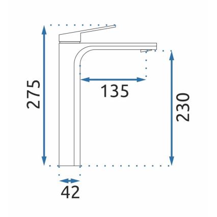 REA-B4896 - Baterie pentru lavoar MARCO 27,5 cm neagră