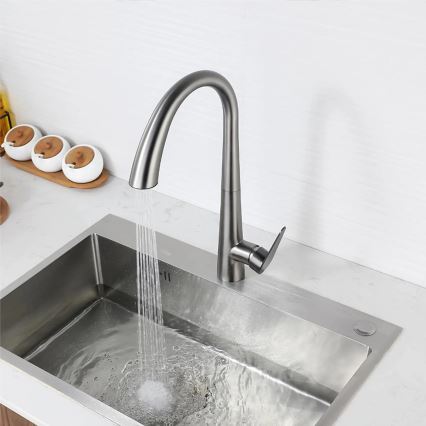 REA-B5314 - Baterie de bucătărie ROSS cu duș extractabil, 43 cm, nichel