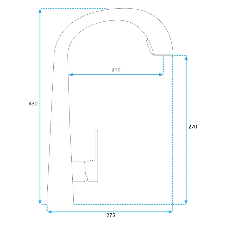 REA-B5314 - Baterie de bucătărie ROSS cu duș extractabil, 43 cm, nichel