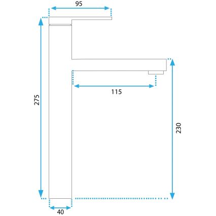 REA-B6214 - Baterie pentru lavoar PIXEL 27,5 cm neagră