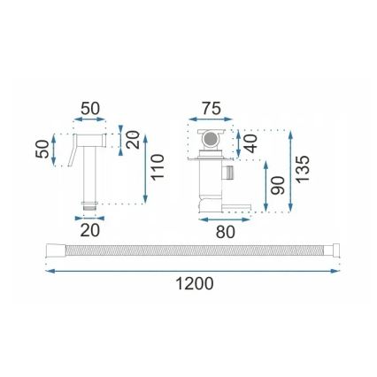 REA-B6311 - Baterie pentru bideu cu duș pentru montaj în perete LUNGO, finisaj aur periat