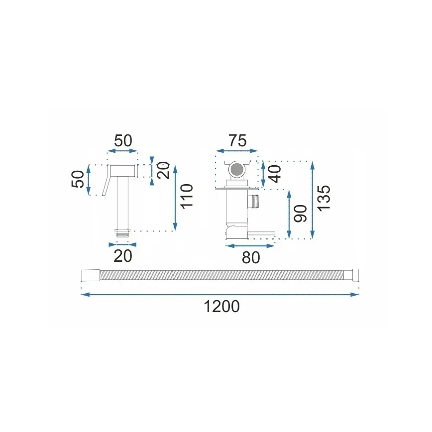 REA-B6311 - Baterie pentru bideu cu duș pentru montaj în perete LUNGO, finisaj aur periat