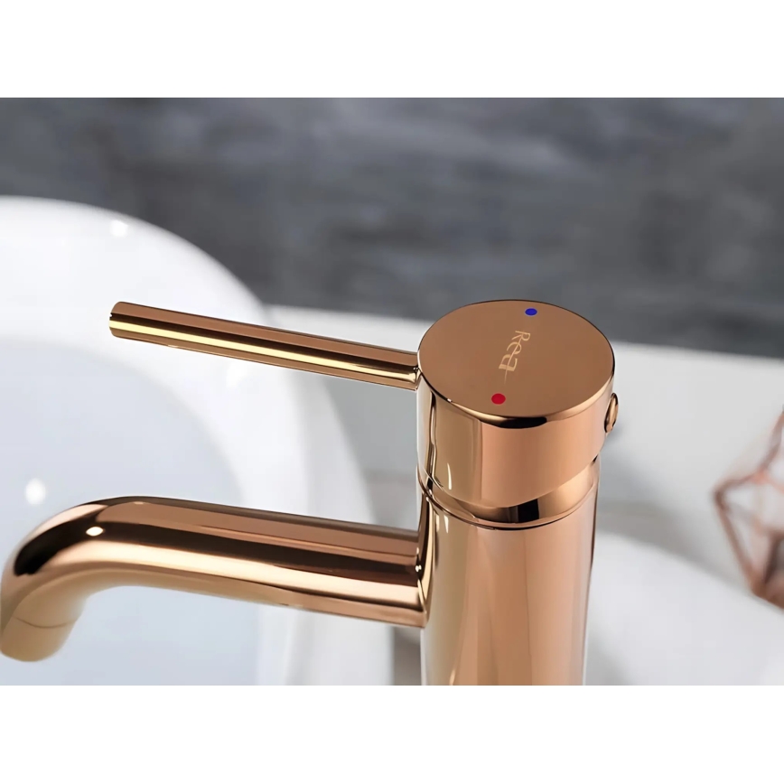 REA-B6321 - Baterie pentru lavoar LUNGO 28 cm, aur roz