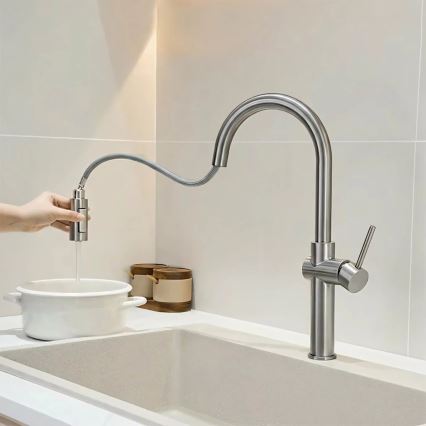 REA-B6330 - Baterie pentru chiuvetă FRESH cu pulverizator extractibil, 45 cm, nichel