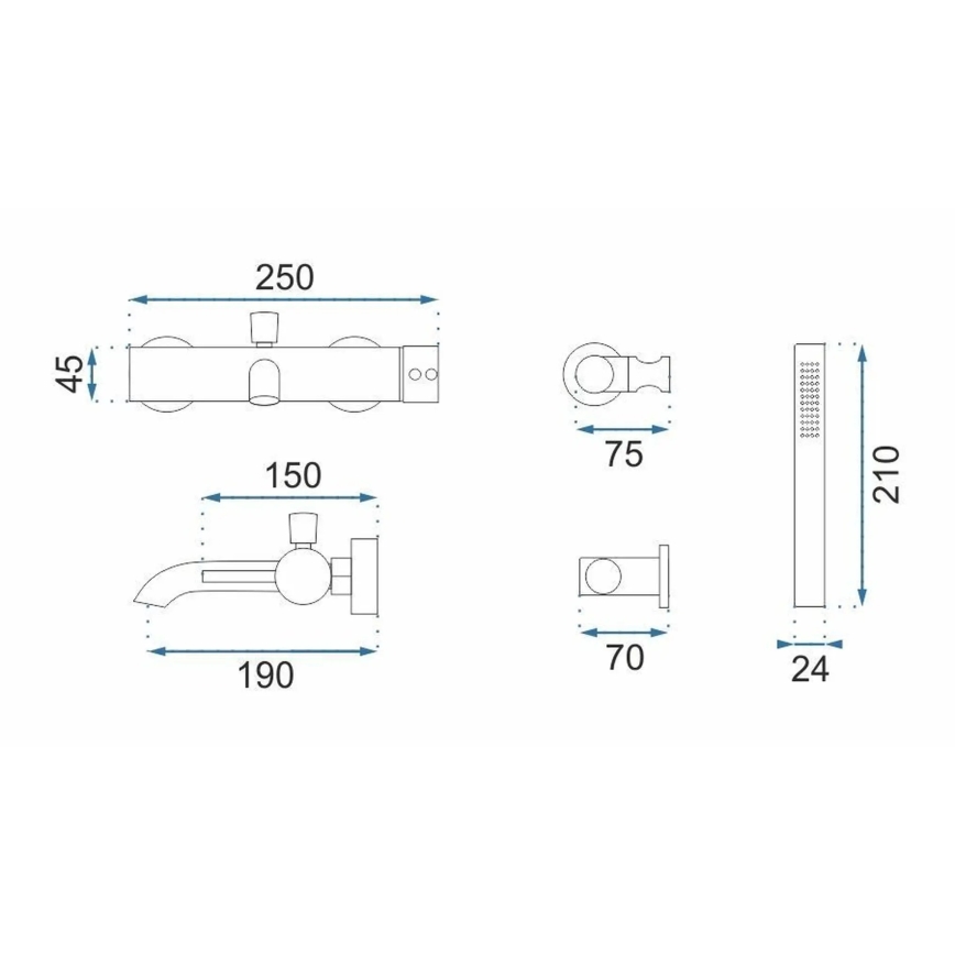 REA-B6384 - Set pentru cadă LUNGO titan