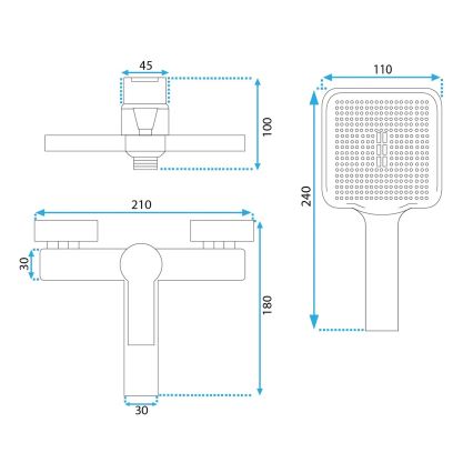 REA-B6407 - Set pentru cadă cu baterie ARGUS, negru mat