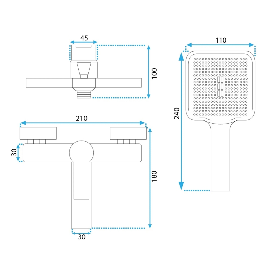 REA-B6407 - Set pentru cadă cu baterie ARGUS, negru mat