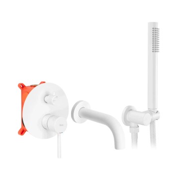 REA-B6440 - Set pentru cadă LUNGO cu baterie încastrată, alb mat