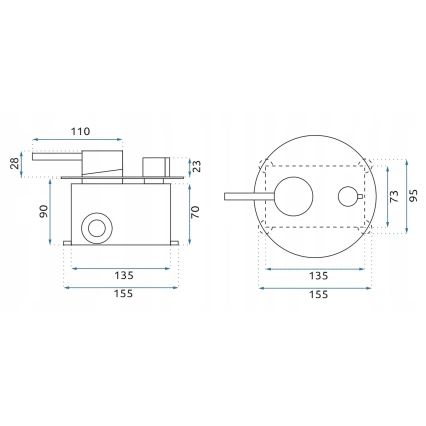 REA-B6440 - Set pentru cadă LUNGO cu baterie încastrată, alb mat