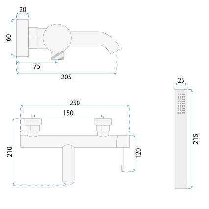 REA-B6448 - Set pentru cadă LUNGO DIAMOND, auriu