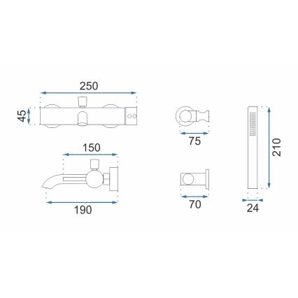 REA-B6641 - Set pentru cadă LUNGO, crom lucios