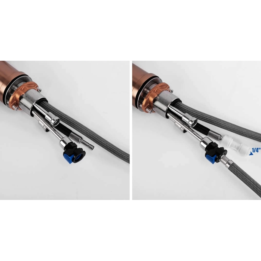 REA-B7436 - Baterie pentru chiuvetă cu pulverizator extractabil și filtru ECO FRESH, 37,5 cm, cupru