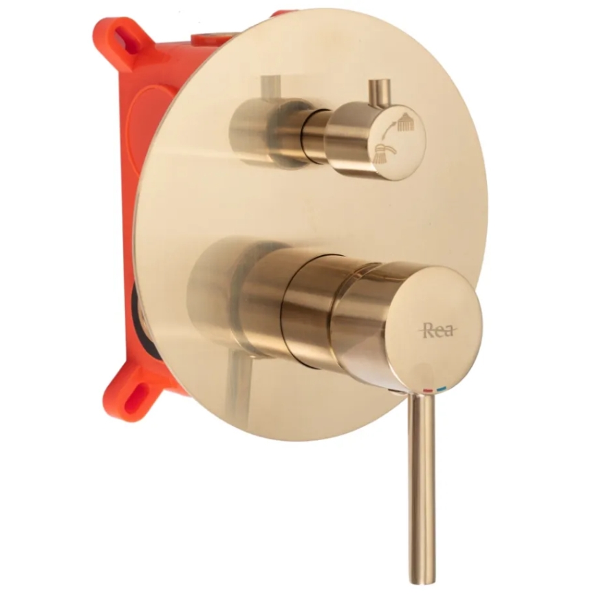 REA-B7503 - Set pentru cadă LUNGO cu baterie încastrată, auriu periat