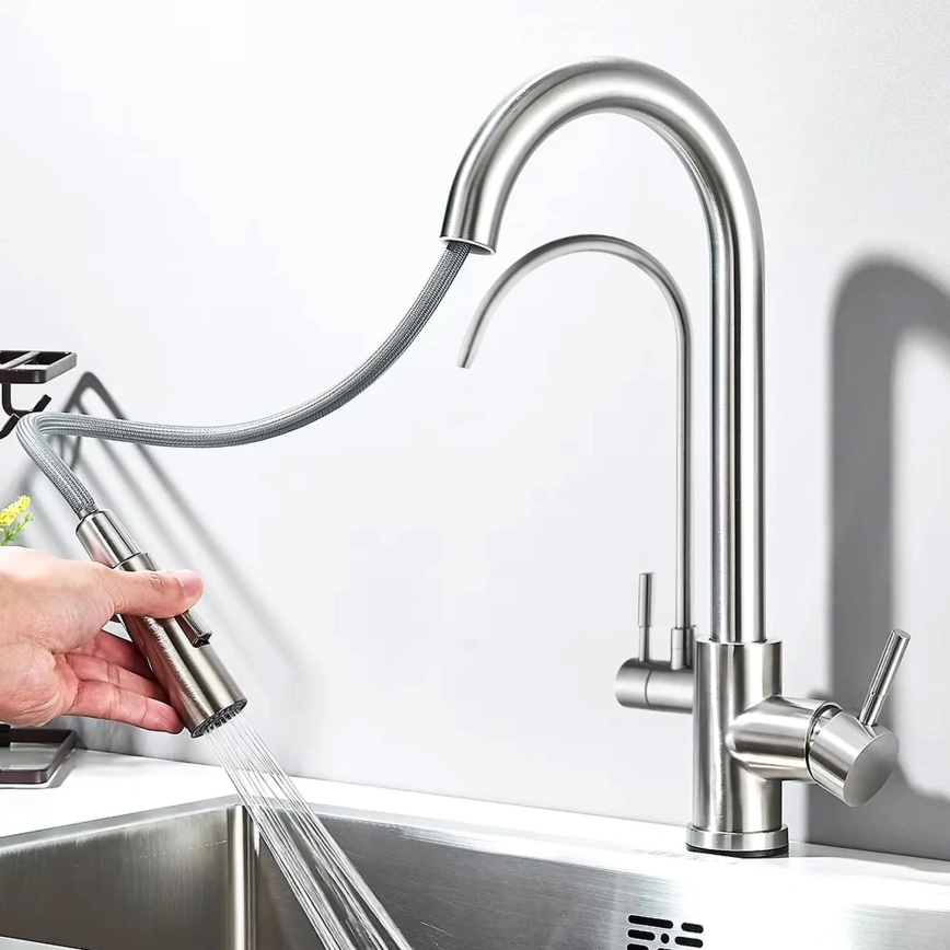 REA-B7563 - Baterie pentru chiuvetă cu duș extractibil și filtru ECO FRESH, 37,5 cm, nichel