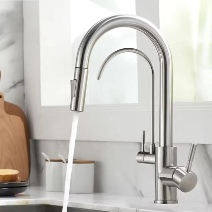 REA-B7563 - Baterie pentru chiuvetă cu duș extractibil și filtru ECO FRESH, 37,5 cm, nichel