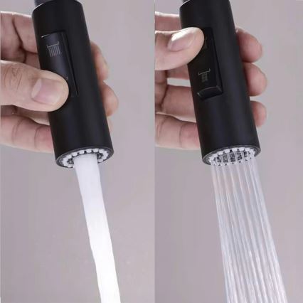 REA-B7564 - Baterie pentru chiuvetă ECO FRESH, cu duș extractabil și filtru, 37,5 cm, negru mat