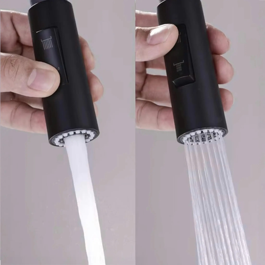 REA-B7564 - Baterie pentru chiuvetă ECO FRESH, cu duș extractabil și filtru, 37,5 cm, negru mat