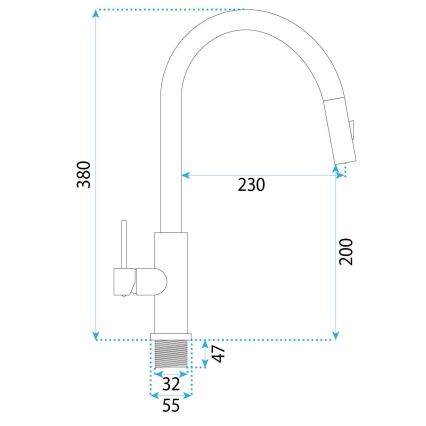 REA-B7573 - Baterie pentru chiuvetă ONTARIO cu cap de pulverizare extractabil, 38 cm, nichel