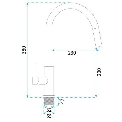 REA-B7574 - Baterie pentru chiuvetă ONTARIO cu pulverizator extractibil, 38 cm, finisaj titan