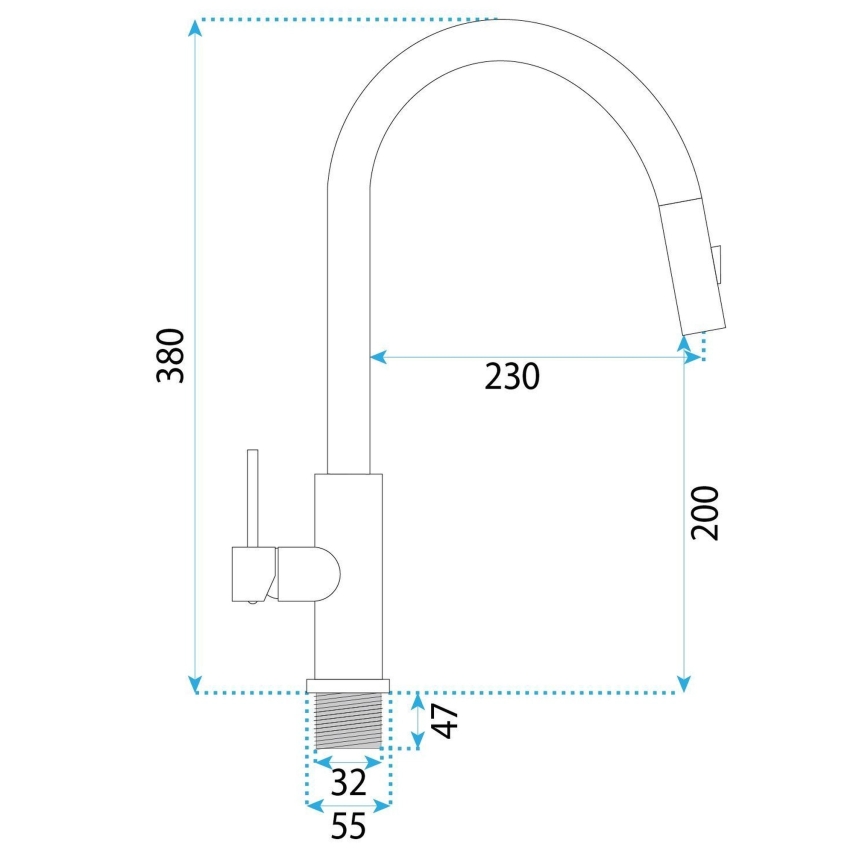 REA-B7574 - Baterie pentru chiuvetă ONTARIO cu pulverizator extractibil, 38 cm, finisaj titan
