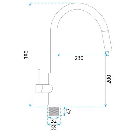 REA-B7575 - Baterie pentru chiuvetă cu pulverizator extractibil ONTARIO 38 cm auriu periat