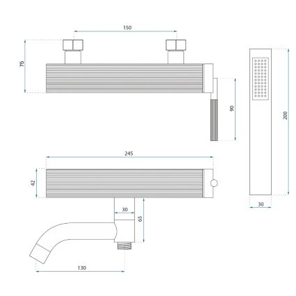 REA-B7804 - Set pentru cadă ARGON, auriu periat