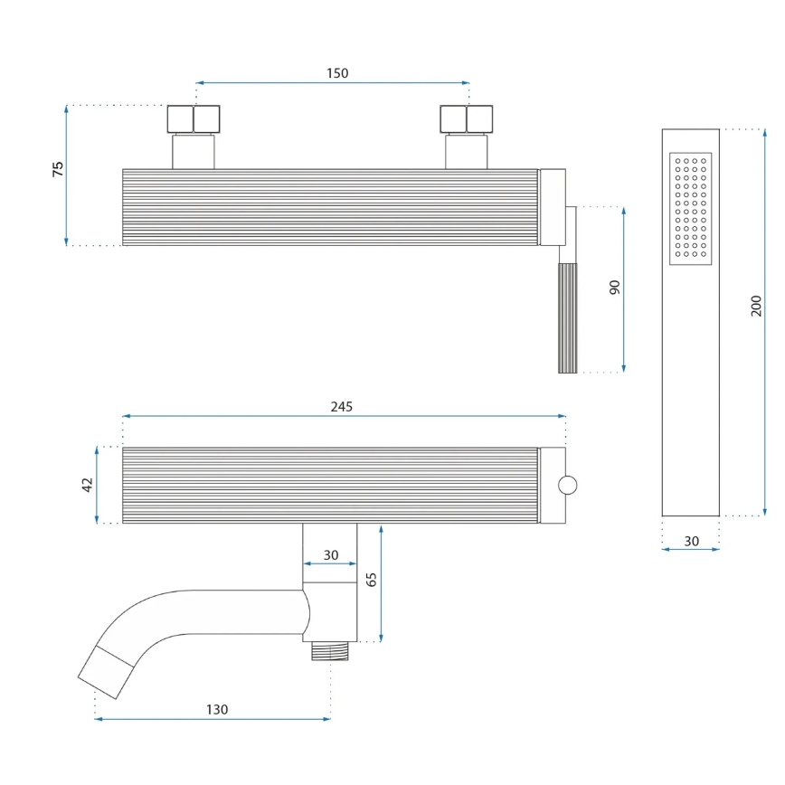 REA-B7804 - Set pentru cadă ARGON, auriu periat