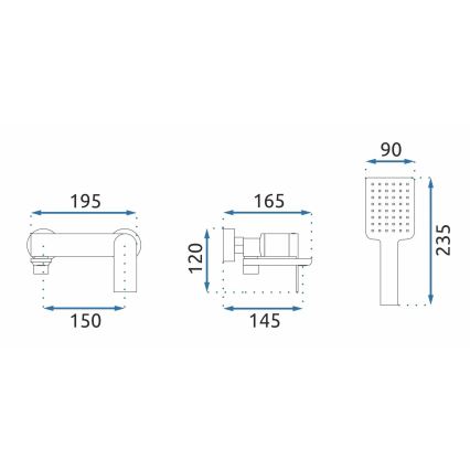 REA-B7963 - Set pentru cadă STORM, finisaj auriu periat