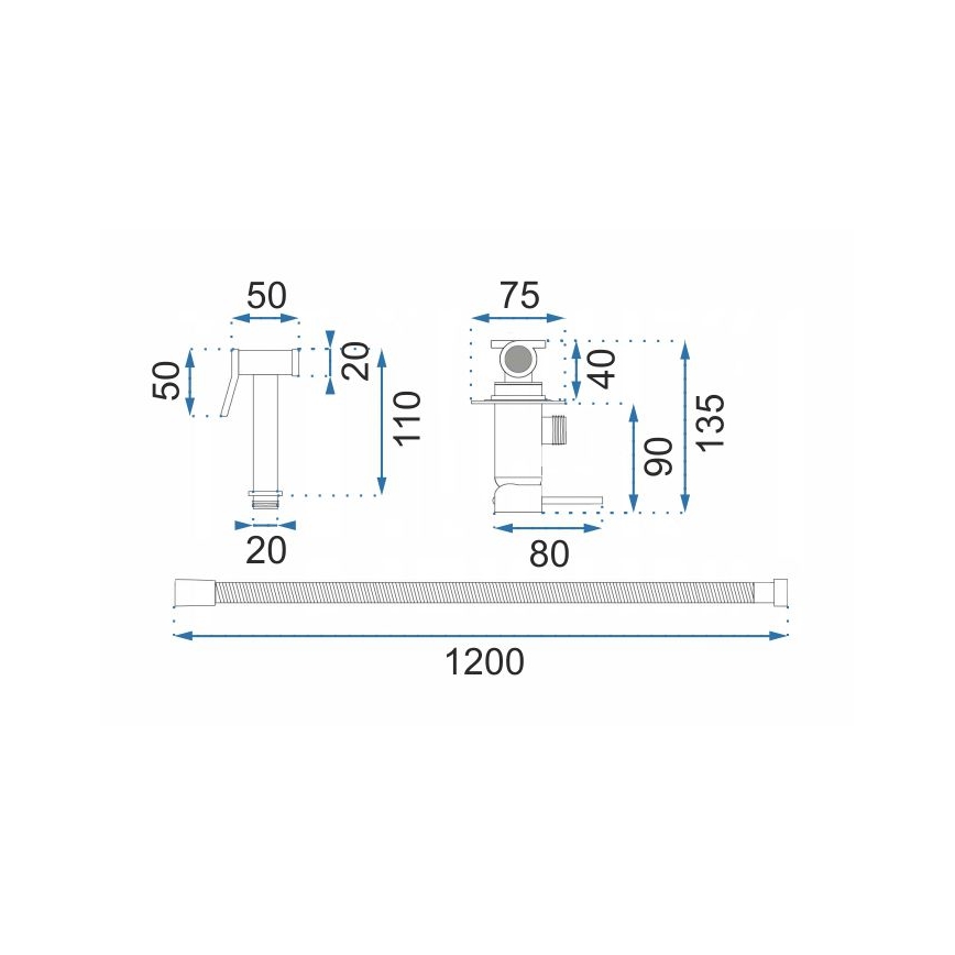 REA-B8979 - Baterie bideu LUNGO cu duș, montaj încastrat, auriu