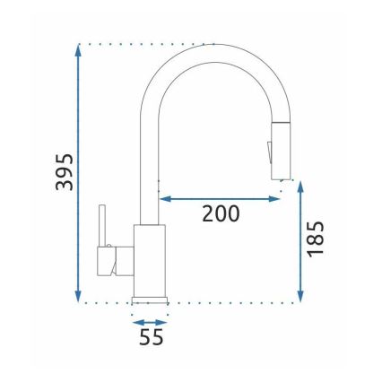 REA-B9148 - Baterie pentru chiuvetă FRESH cu cap extractabil, 39,5 cm, auriu periat