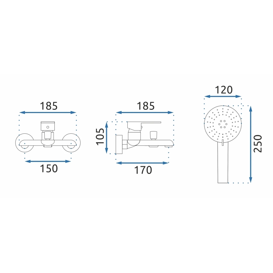 REA-B9932 - Set pentru cadă BLOOM alb mat/auriu