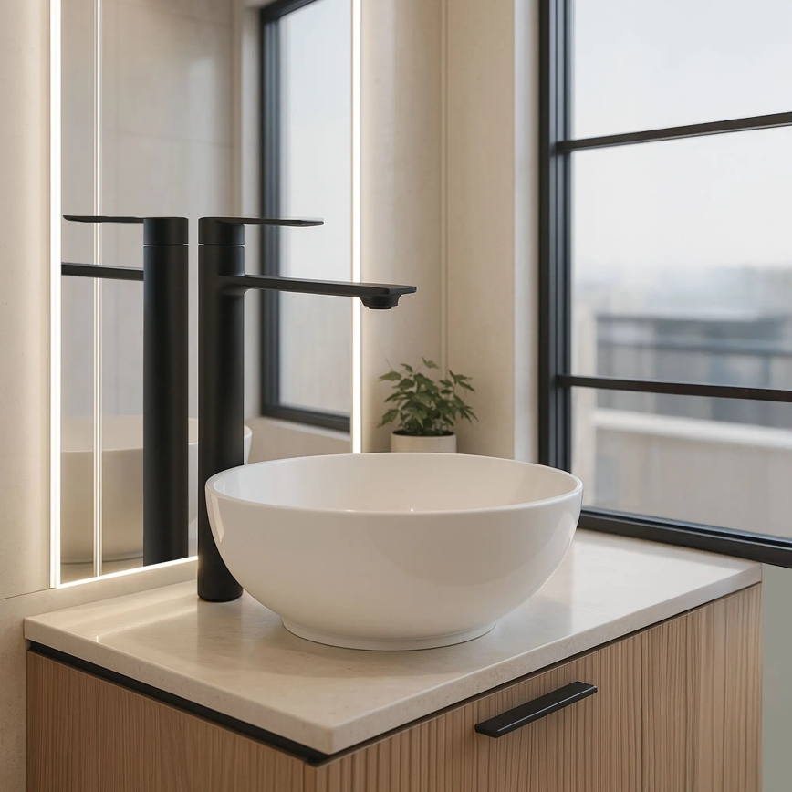 REA-B9988 - Baterie pentru lavoar STORM 29,5 cm negru mat