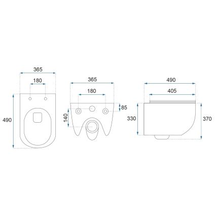 REA-C1259 - Vas WC suspendat cu capac CARLO MINI TORNADO RIMLESS, ceramică/alb lucios