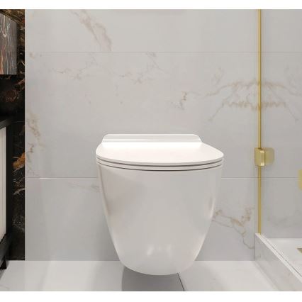 REA-C1400 - WC suspendat CARTER RIMLESS cu capac ceramică/albă
