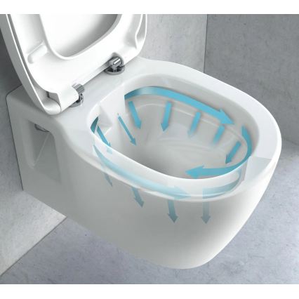 REA-C1400 - WC suspendat CARTER RIMLESS cu capac ceramică/albă