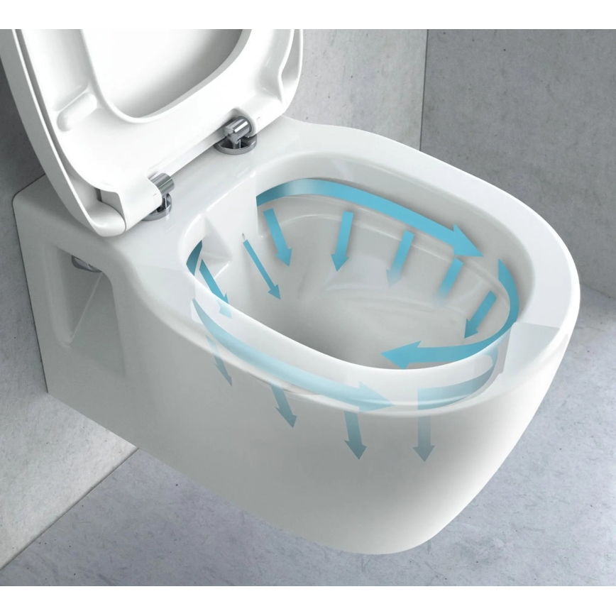 REA-C1400 - WC suspendat CARTER RIMLESS cu capac ceramică/albă
