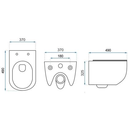 REA-C1400 - WC suspendat CARTER RIMLESS cu capac ceramică/albă