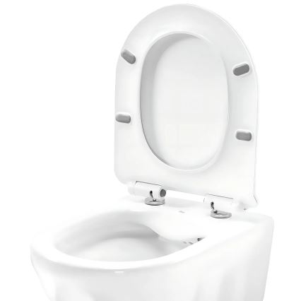 REA-C1652 - Toaletă suspendată GUSTAVO RIMLESS cu capac, ceramică/albă