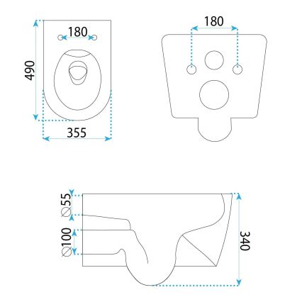 REA-C1652 - Toaletă suspendată GUSTAVO RIMLESS cu capac, ceramică/albă