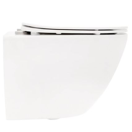 REA-C2760 - Vas WC suspendat CARLO FLAT MINI RIMLESS cu capac, ceramică, alb lucios
