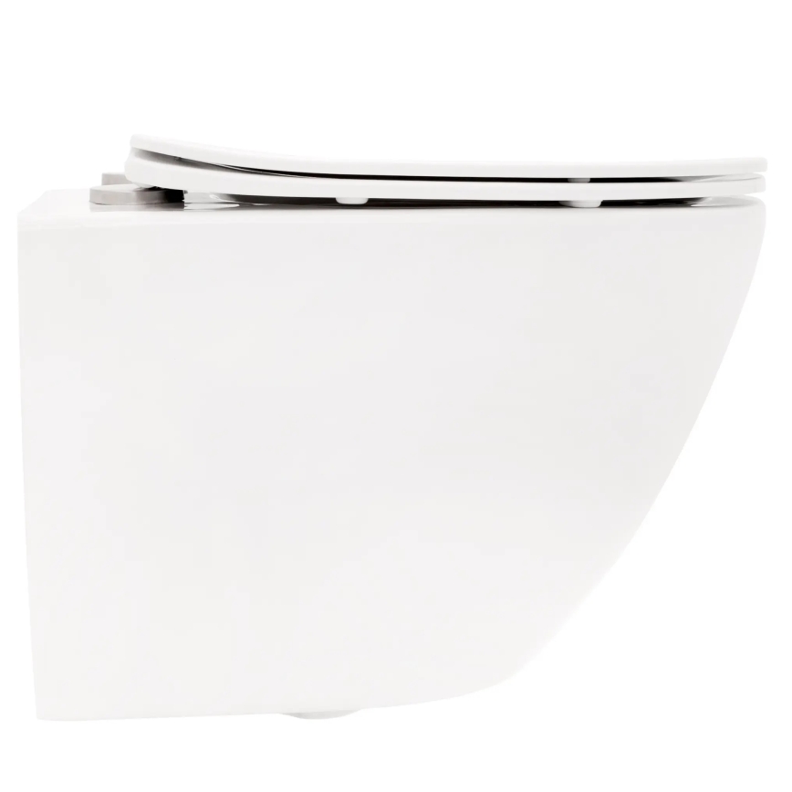 REA-C2760 - Vas WC suspendat CARLO FLAT MINI RIMLESS cu capac, ceramică, alb lucios