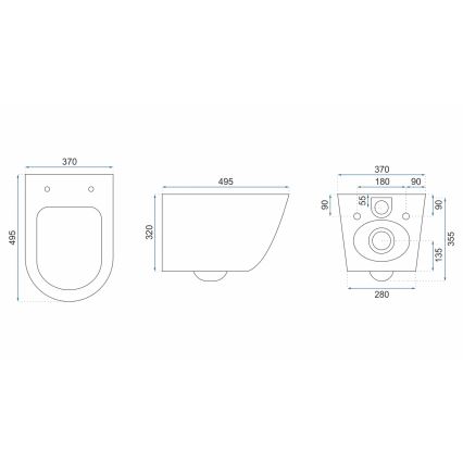 REA-C2760 - Vas WC suspendat CARLO FLAT MINI RIMLESS cu capac, ceramică, alb lucios