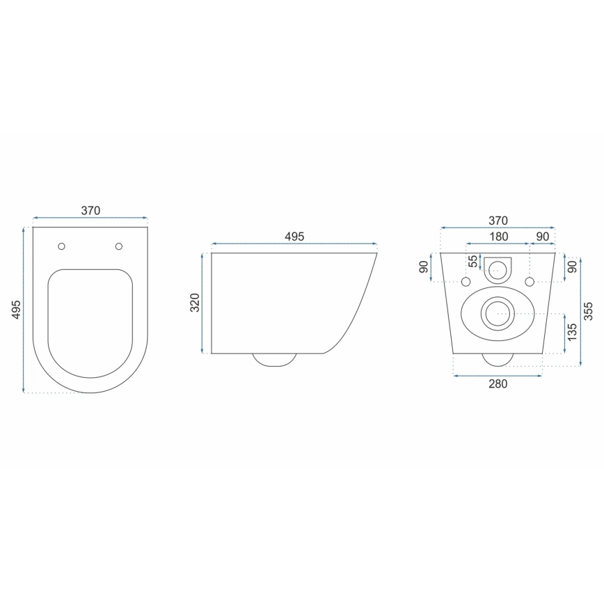 REA-C2760 - Vas WC suspendat CARLO FLAT MINI RIMLESS cu capac, ceramică, alb lucios