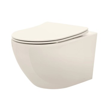 REA-C5500 - Vas WC suspendat cu capac CARLO MINI TORNADO RIMLESS, ceramică/crem